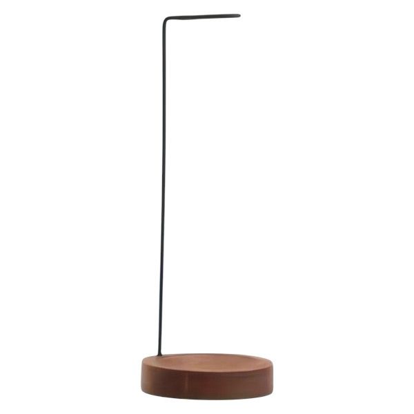 Minimalist Wooden Base With Metal Incense Holder - Black