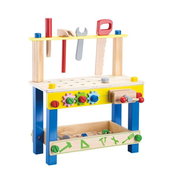 Children Creative STEM Simulation Wooden Workbench Stand &amp; Tools Play Set