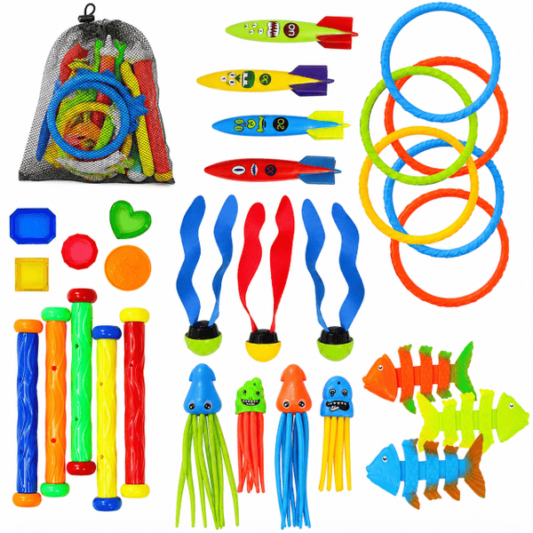 Kids Diving Pool Toy Set With Storage Bag 30 Pieces