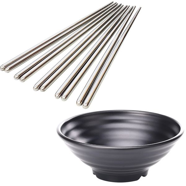 Ramen Noodle Bowl + 5 x Stainless Steel Chopsticks