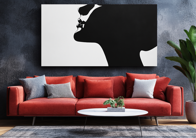Canvas Wall Art - Monochrome Face Silhouette - BX0294