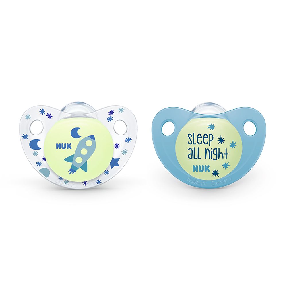 NUK Night and Day Baby Pacifier 6-18m Silicone Glows in the Dark Blue Good Night 