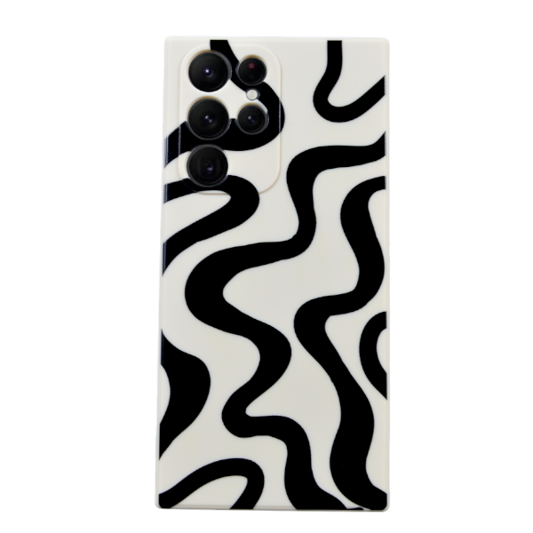 Swirl Pattern Phone Case For Samsung Galaxy S22 Ultra - Cream/Black