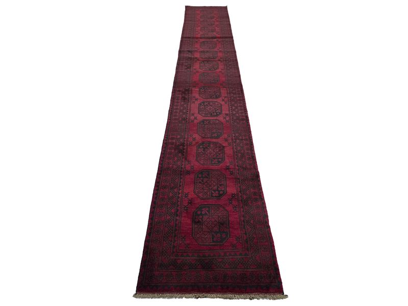 Quality Persian Rugs - 6M Afghan Elephant Foot Design Runner 575 x 79 cm