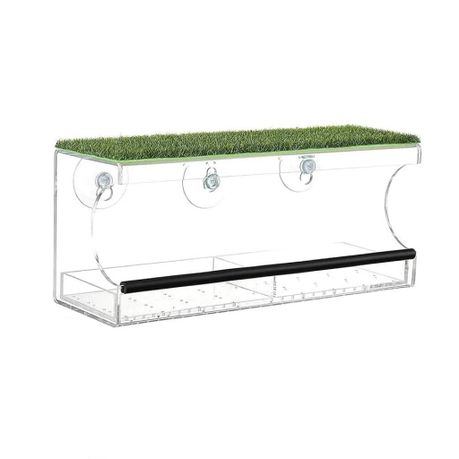 Large Window Bird Feeder with Artificial Grass, Wild Acrylic Bird Feeder Image