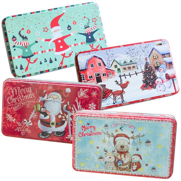 Home Decor 4pcs Festive Christmas Candy Cookie Storage Tin (19x11.5x5.3cm)