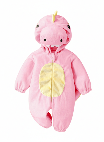 Baby Toddler Pink Dinosaur Jumpsuit Hooded Romper Onesie Pajamas Outfit