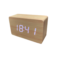 Wooden Sound Control Digital Alarm Clock Temperature Date Display