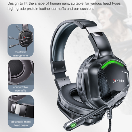 RGB Adjustable Gaming Headset With Microphone & 3.5mm + USB Jack