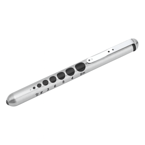 Doctor's Pupil Torch - Silver | LED Penlight with Pupil Gauge