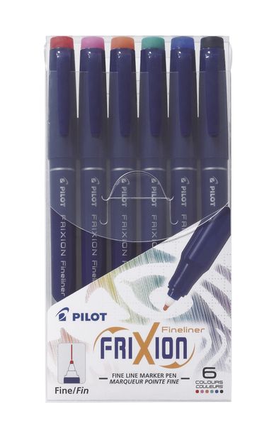 Pilot SW-FF Frixion Erasable Fineliner - Wallet of 6 Assorted Colours
