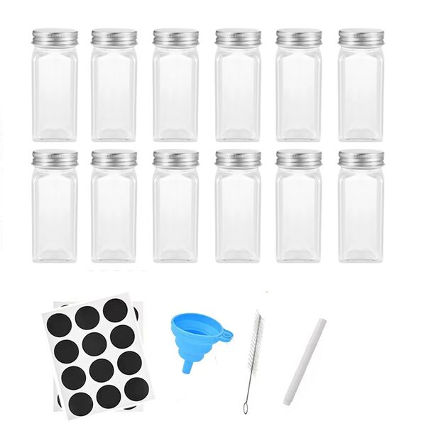 12 Piece Glass Spice Jars with Lid Pepper Shakers Spice Organizer