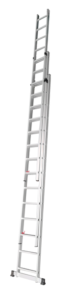 ZYS - Push-Up Extension Aluminium Ladder - 14 Step 3 Section - 9.6m