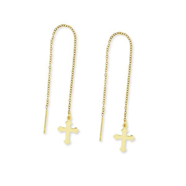 Steel My Heart Waterproof Pointy Cross Drop Threader St.Steel Earrings