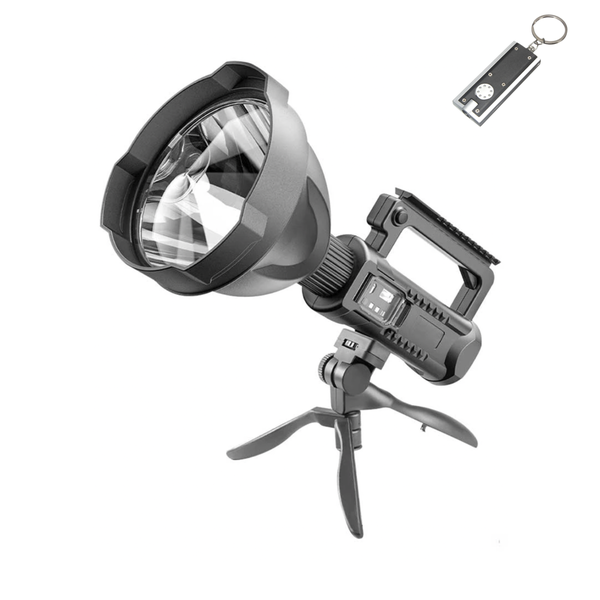 Powerful Rechargeable Multifunctional LED Spotlight with LED Keyring Torch