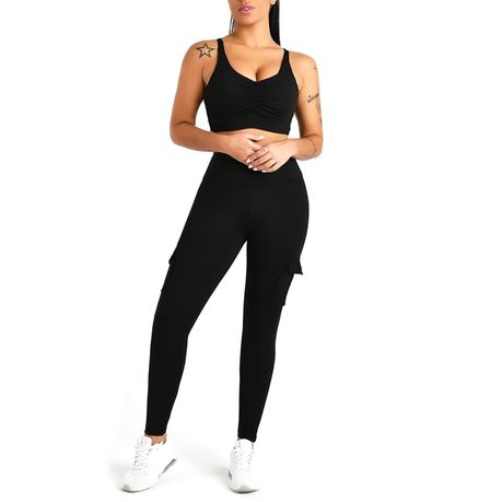 SIXTEEN10 Yoga Cargo High Waisted Fitness Gym Leggings - Midnight Black, Shop  Today. Get it Tomorrow!