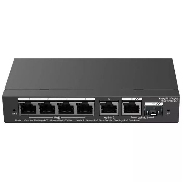 Reyee 6 Port Gigabit with 4 PoE 54W 1SFP Combo Port Smart Managed Switch