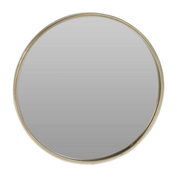 Organic Reflections - Round Mirror with Gold Metal Frame 25x25cm