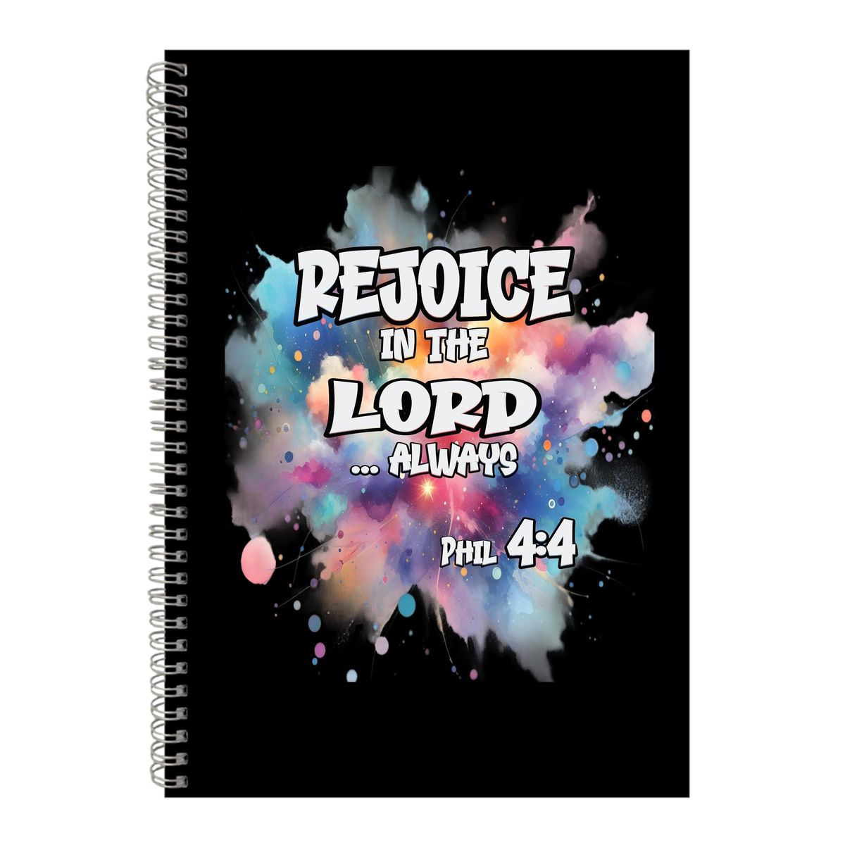 Rejoice In The Lord A4 Notebook Spiral Lined Bible Verse Graphic