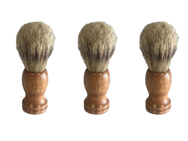 Shaving Brush with Wooden Handle - 3 Pack