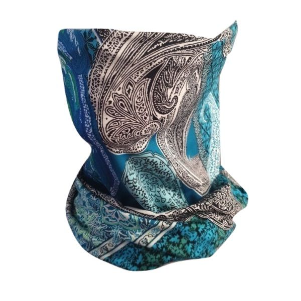 Tube Scarf / Face Mask Blue &amp; Turquoise Paisley Print