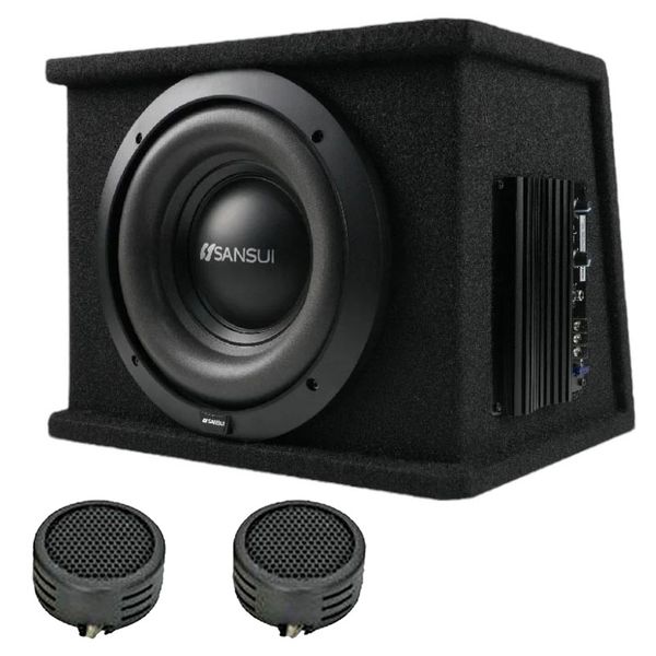 Sansui Hima253 10" 800 Watts Active Subwoofer &amp; Enclosure &amp; Evo Tweeters