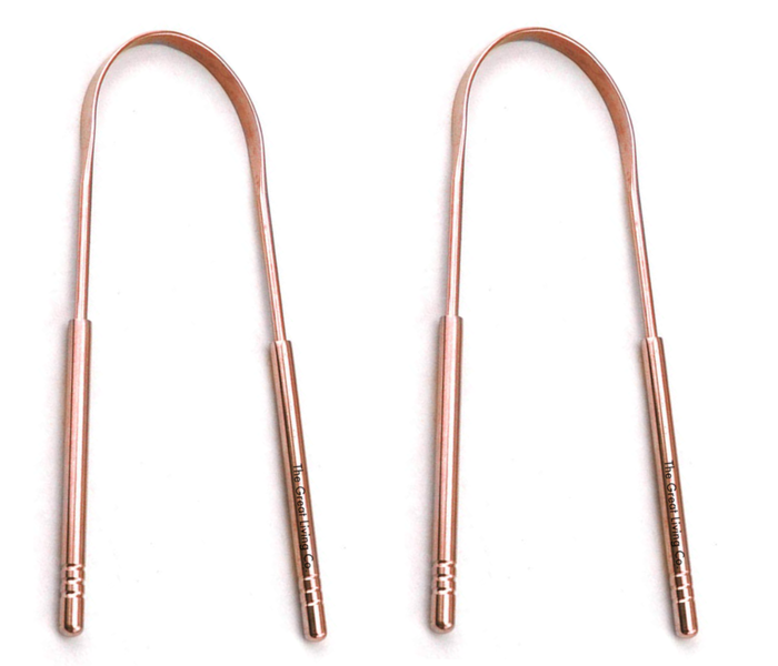 Set of 2 Ayurvedic Surgical Grade Stainless Steel Tongue Cleaner-Rose Gold