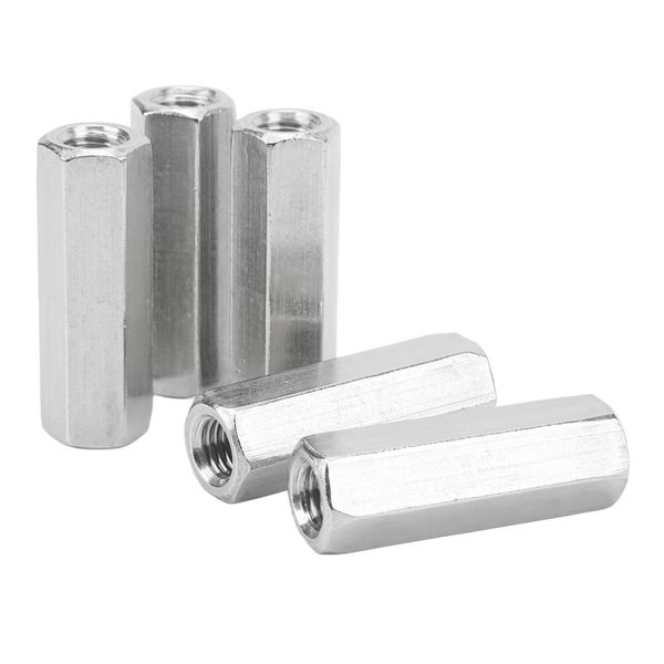 5Pieces M12x1.75 60mm Hex Coupling Nuts (304SS)