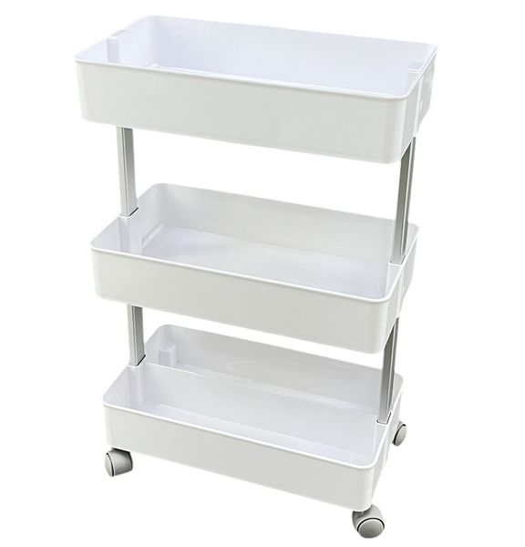 3-Tier Rolling Storage Cart - 68cm - White