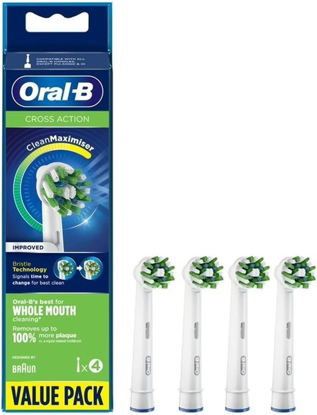 Oral-B Replacement Brush Heads - Cross Action - 4 Pack (Value Pack)
