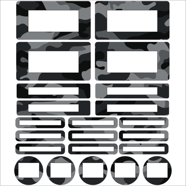 Black Camo Waterproof DIy School Stationery Labels