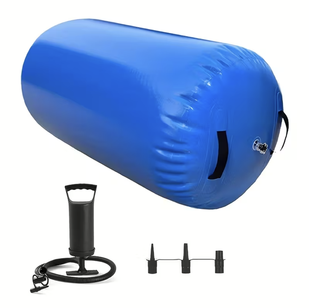 Inflatable Tumbling Gymnastics Roller Mat (70cm) and Air Pump - 3 Piece