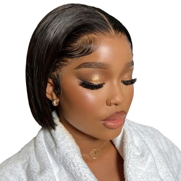 Brseilienne Glueless Bob Full Frontal Straight Wig 8" Brazilian Human Hair