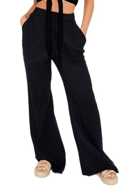 I Saw It First Ladies - Black Textured Wide Leg Trousers Co-Ord | Shop ...