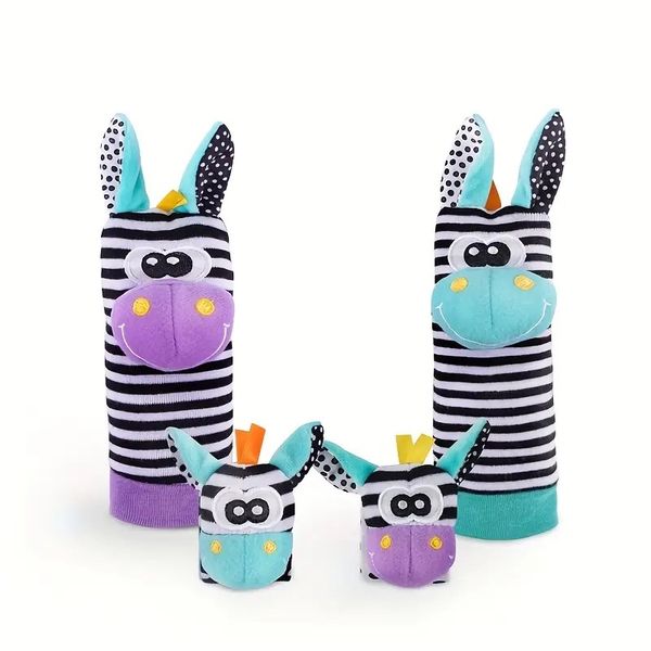MelodyTot- 4 Piece Rattle Sock Set-Turqoise and Black