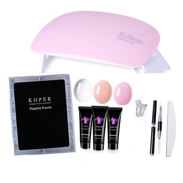Polygel Nail Starter Kit with 6W Nail Dryer