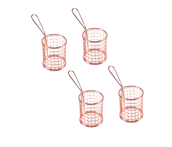 Stainless Steel Round Chip Basket - Rose Gold - 4-Pack