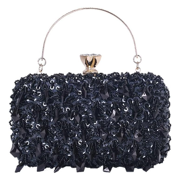 Hixingo Women's Clutch Bag Purses Glitter Party Wedding Evening Bags - Black