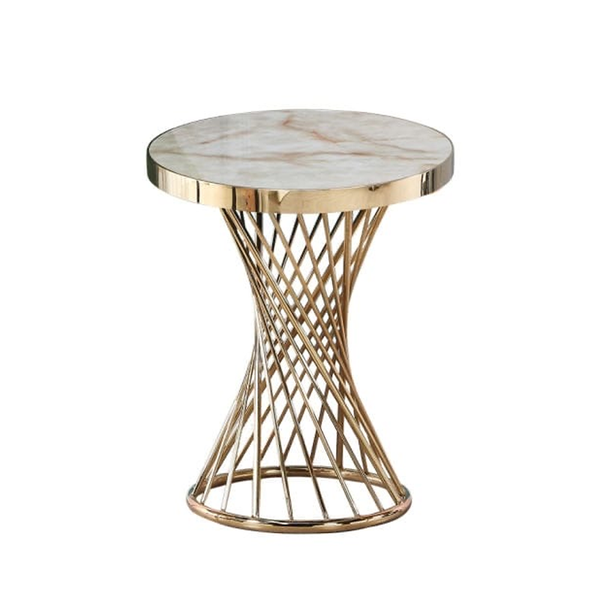 Luxury Round Marble Top Coffee Table With Metal Golden Frame