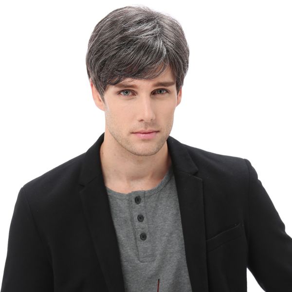 Men's Short Wig Fluffy Slant Bangs