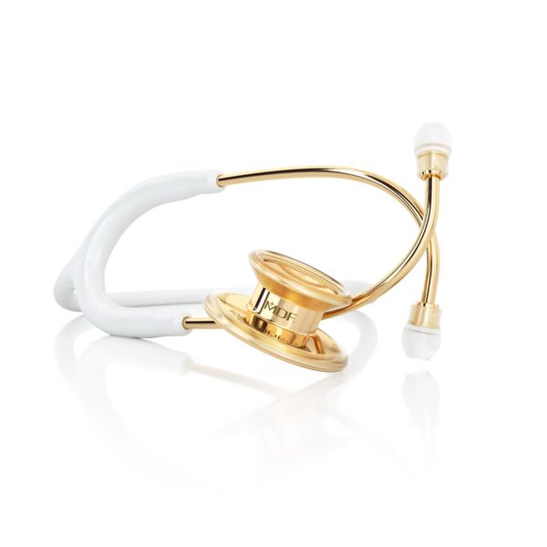 Md One Adult Stethoscope - White/Gold