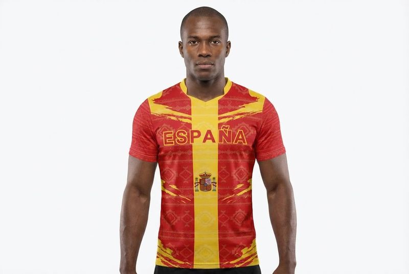 Spain / España Flag Sublimation T-Shirt - Red &amp; Yellow Graphic Tee