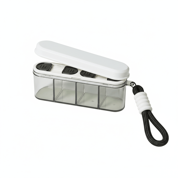 Portable Medicine Box with Attached Lanyard