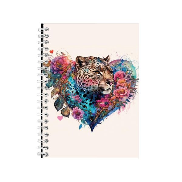 Leopard 2 Watercolor Heart Notebook Animal Gift Idea Notepad Pad 117