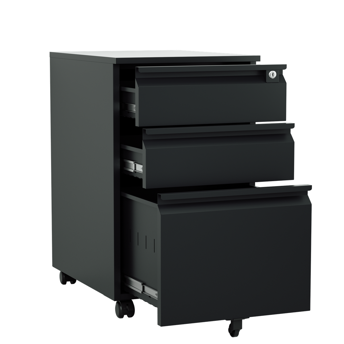 Steel 3 Drawer Pedestal Mobile Filing Cabinets Swan Handle With Lock