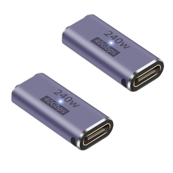 2pc USB C Female to Female 240W Adapter 40G Type C Extender Adapter 8K@60Hz