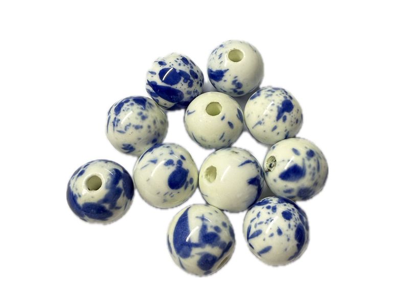 BEAD COOL - Ceramic BEAD Blue China - 28pcs -12mm round with 3mm hole