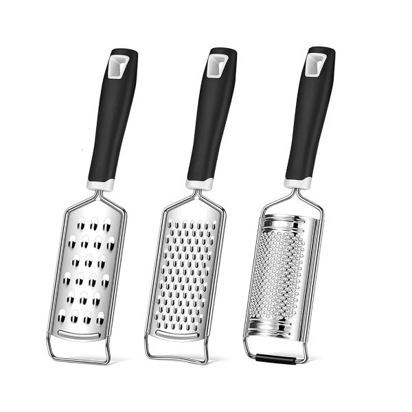 3 Pieces Cheese Grater Set Stainless Steel Lemon Zester Grater with Handle