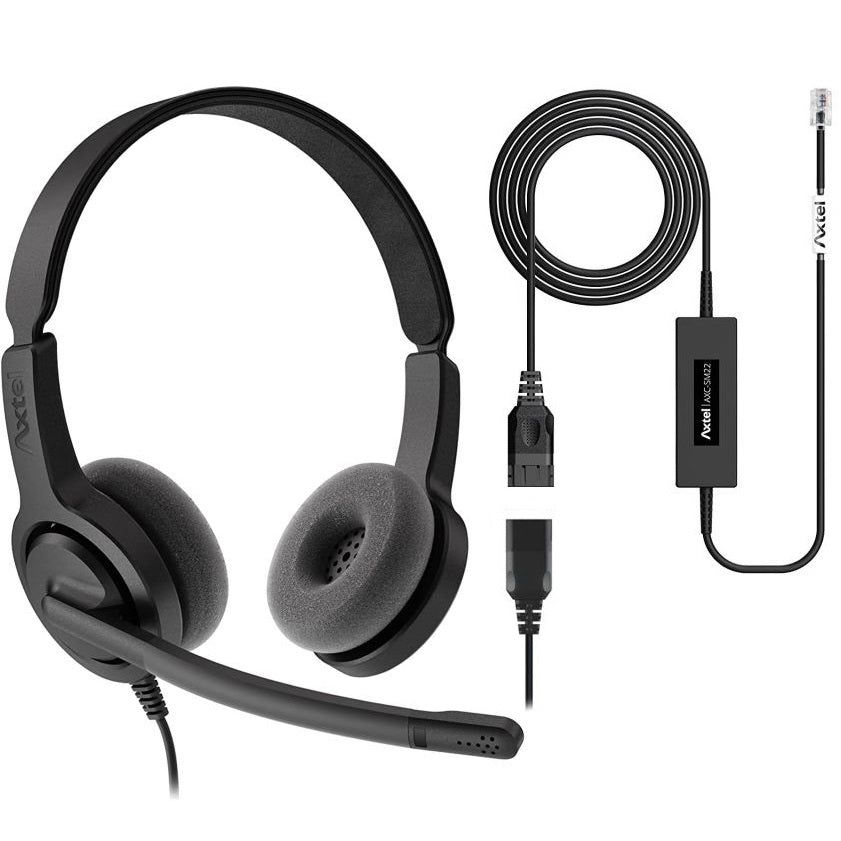 Axtel Voice 28 HD RJ-9 Headset - DUO. Call Center or Professional ...