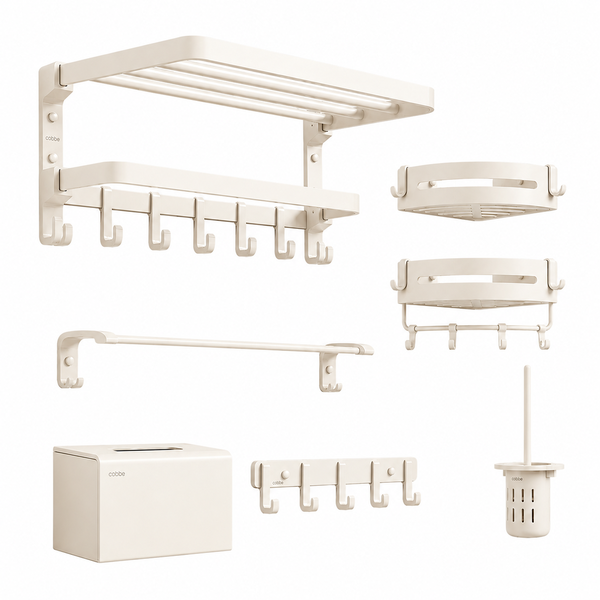 Creamy White Aluminum 7 Piece Bathroom Accessory Set